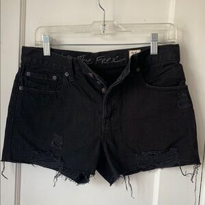 Free People Black Distressed Denim Shorts